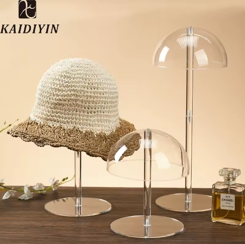 3Pack Adjustable Height Non-Slip Acrylic Wig and Hat Stand