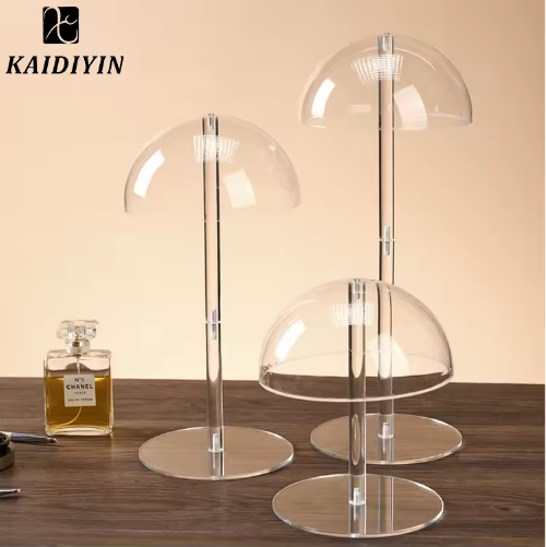 3Pack Adjustable Height Non-Slip Acrylic Wig and Hat Stand