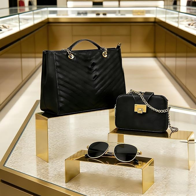 Purse Display Stand, 3pcs Risers Display Stands Stainless Steel